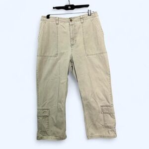 Caribbean Joe Khaki Capri Cargo Pants Sz 8 Utility Coastal Grandma Casual 90s